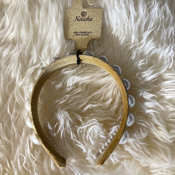 Natasha pearl and velvet headband - Picture 1 of 2